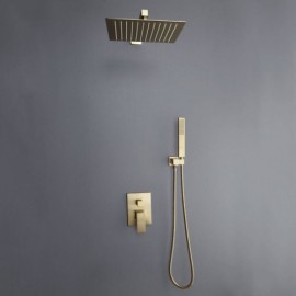 Brushed Gold Copper Shower Faucet For Bathroom Top Spray 3 Sizes