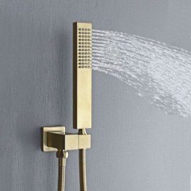 Brushed Gold Copper Shower Faucet For Bathroom Top Spray 3 Sizes