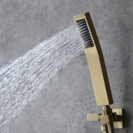 Brushed Gold Copper Thermostatic Shower Faucet For Bathroom Top Spray 3 Sizes