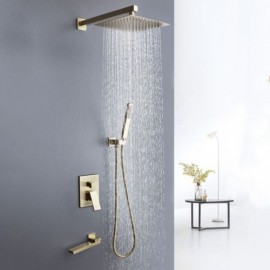 Modern Brushed Gold Shower Faucet For Bathroom Top Spray In 3 Sizes