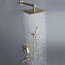 Modern Brushed Gold Shower Faucet For Bathroom Top Spray In 3 Sizes