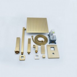Modern Brushed Gold Shower Faucet For Bathroom Top Spray In 3 Sizes