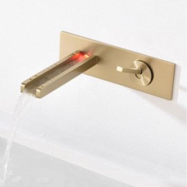 Brushed Gold Led Wall Mounted Basin Faucet For Bathroom Single Handle
