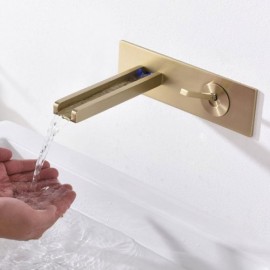 Brushed Gold Led Wall Mounted Basin Faucet For Bathroom Single Handle