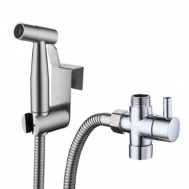 Brushed Stainless Steel Bathroom Bidet Faucet Push Switch