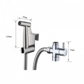 Brushed Stainless Steel Bathroom Bidet Faucet Push Switch