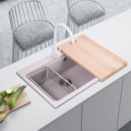 Modern Oatmeal Color Quartz Stone Sink For Kitchen