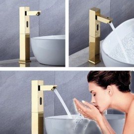Touchless Smart Basin Faucet With Infrared Sensor For Bathroom Gold/Chrome