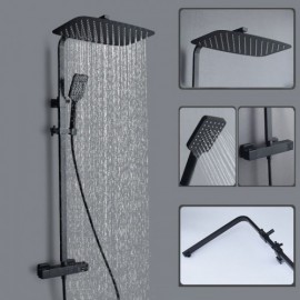 Black/Chrome Thermostatic Shower Faucet For Bathroom