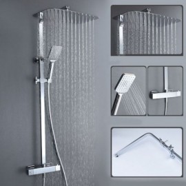 Black/Chrome Thermostatic Shower Faucet For Bathroom