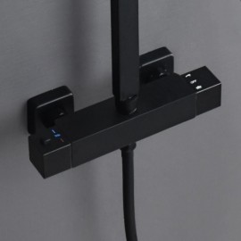 Black/Chrome Thermostatic Shower Faucet For Bathroom