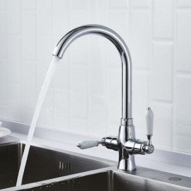 Copper Kitchen Faucet With 2 Handles Black/Chrome