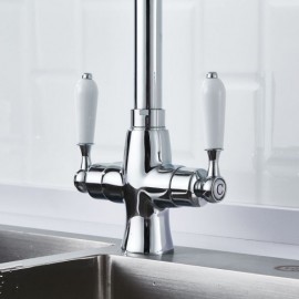 Copper Kitchen Faucet With 2 Handles Black/Chrome