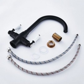 Copper Kitchen Faucet With 2 Handles Black/Chrome