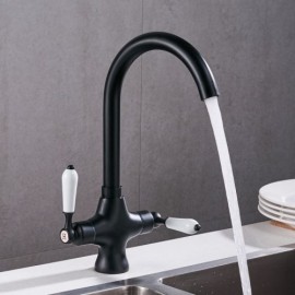 Copper Kitchen Mixer With 2 Handles Black/Chrome