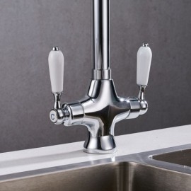 Copper Kitchen Mixer With 2 Handles Black/Chrome