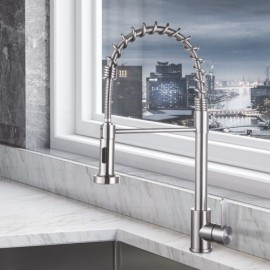 Brushed Stainless Steel Kitchen Mixer Flexible Rotating