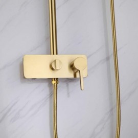 Modern Shower Faucet Brushed Gold Brass Body For Bathroom