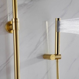 Modern Shower Faucet Brushed Gold Brass Body For Bathroom