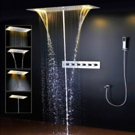 Warm White Led Thermostatic Style Recessed Shower Faucet For Bathroom