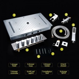 Warm White Led Thermostatic Style Recessed Shower Faucet For Bathroom