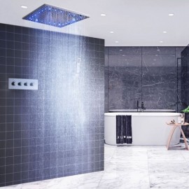 Led Thermostatic Shower Faucet With 2 Handles For Bathroom