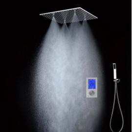 Tri-Color Led Thermostatic Recessed Chrome Shower Faucet