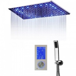 Tri-Color Led Thermostatic Recessed Chrome Shower Faucet