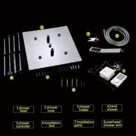 Tri-Color Led Thermostatic Recessed Chrome Shower Faucet