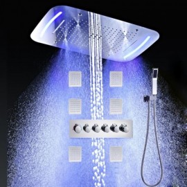 Led Thermostatic Shower Faucet With Hand Shower For Bathroom
