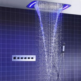 Multifunctional Led Thermostatic Shower Faucet For Bathroom 2 Handles 3 Holes