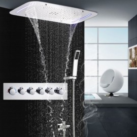 Thermostatic Recessed Shower Faucet For Bathroom Modern Chrome