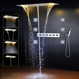Thermostatic Led Shower Faucet For Bathroom Concealed Chrome