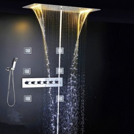 Thermostatic Led Shower Faucet For Bathroom Concealed Chrome