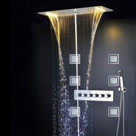 Thermostatic Led Shower Faucet For Bathroom Concealed Chrome