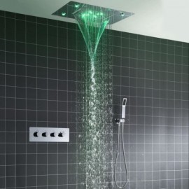 Modern Chrome Led Thermostatic Shower Faucet For Bathroom