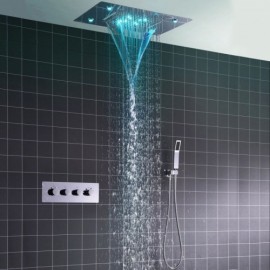 Modern Chrome Led Thermostatic Shower Faucet For Bathroom