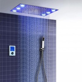 Led Chrome Thermostatic Shower Faucet For Bathroom Recessed Style