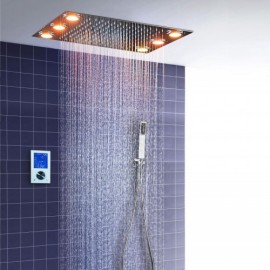 Led Chrome Thermostatic Shower Faucet For Bathroom Recessed Style