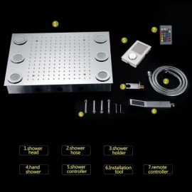 Led Chrome Thermostatic Shower Faucet For Bathroom Recessed Style