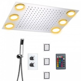 Contemporary Thermostatic Chrome Led Shower Faucet For Bathroom