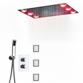 Contemporary Thermostatic Chrome Led Shower Faucet For Bathroom