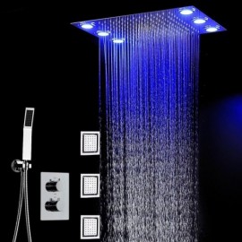 Contemporary Thermostatic Chrome Led Shower Faucet For Bathroom