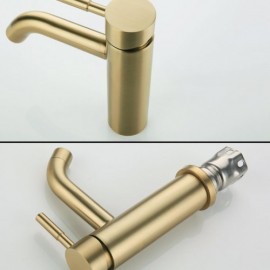 Brushed Gold Stainless Steel Basin Faucet For Bathroom