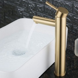 Basin Faucet In Gold Stainless Steel Brushed Finish