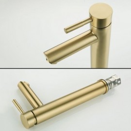 Basin Faucet In Gold Stainless Steel Brushed Finish