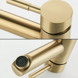 Basin Faucet In Gold Stainless Steel Brushed Finish