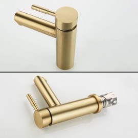 Modern Stainless Steel Basin Faucet Brushed Gold For Bathroom