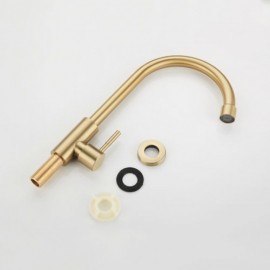Gold Faucet In Brushed Stainless Steel For Kitchen Cold Water