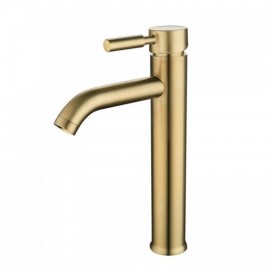 Golden Basin Mixer In Brushed Stainless Steel For Bathroom